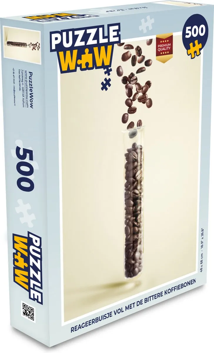 PuzzleWow Reageerbuisje Koffiebonen Legpuzzel 500 Stuks - Multicolor