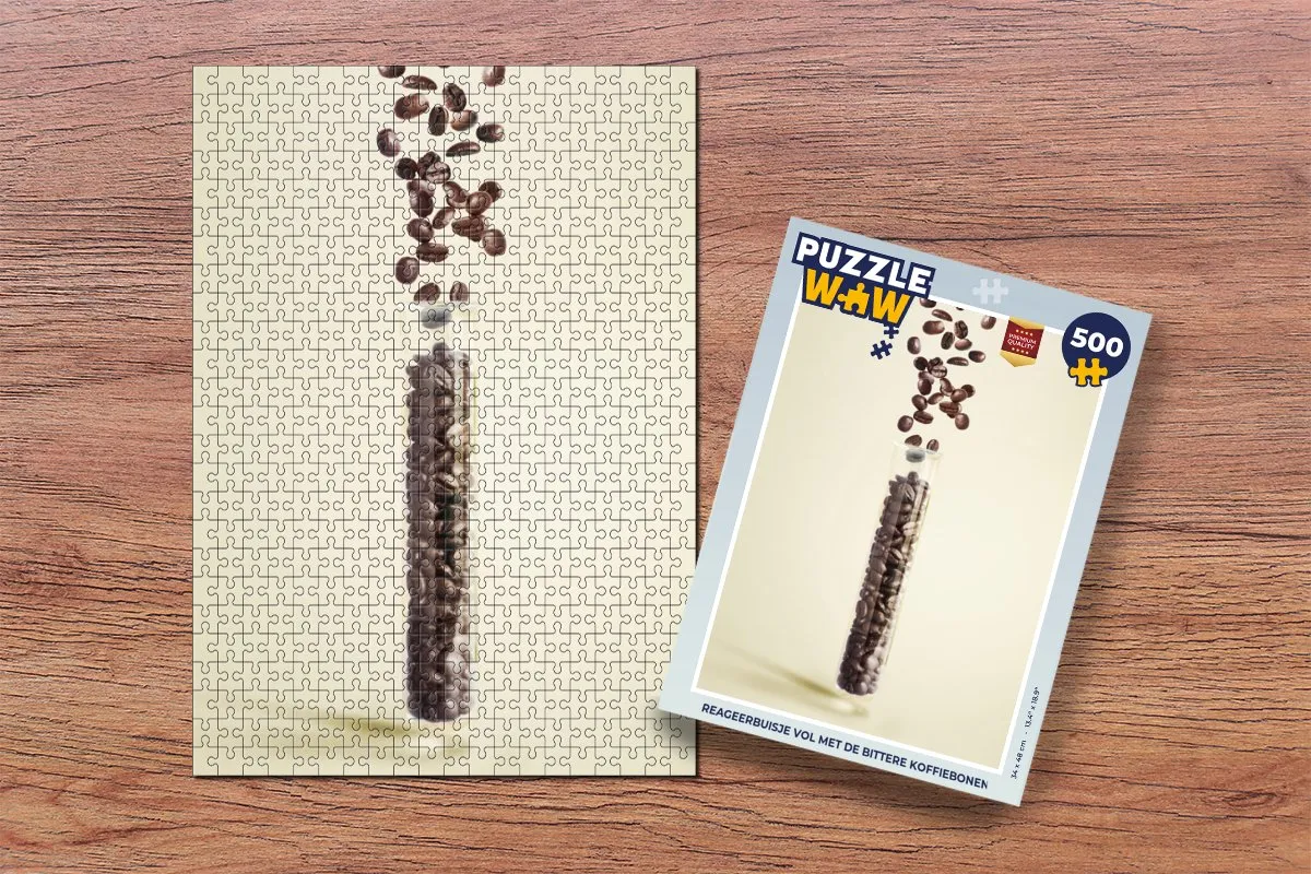 PuzzleWow Reageerbuisje Koffiebonen Legpuzzel 500 Stuks - Multicolor