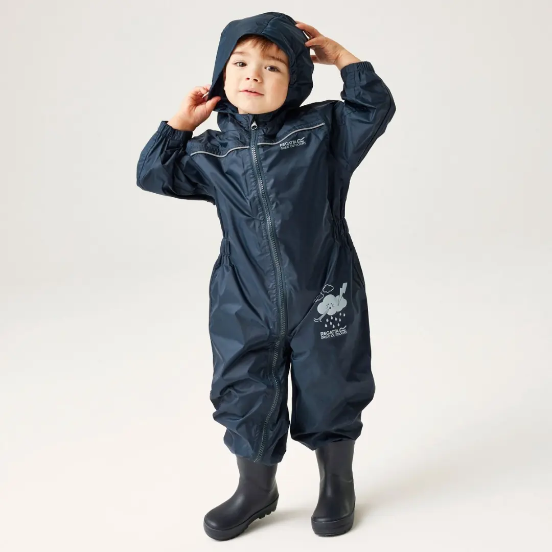 Regatta Puddle IV Regenpak RKW156 - Kindermaat 98 - Blauw