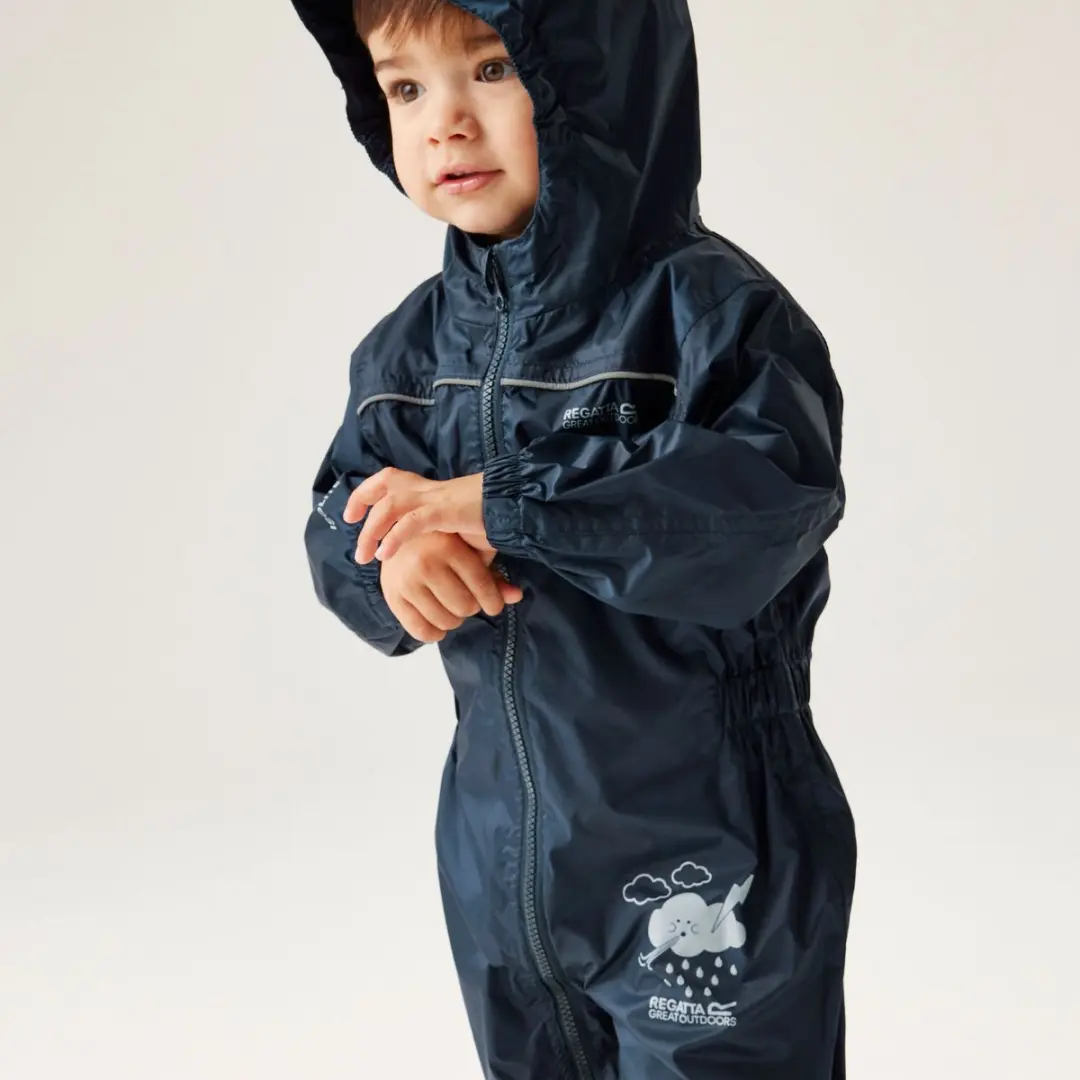 Regatta Puddle IV Regenpak RKW156 - Kindermaat 98 - Blauw