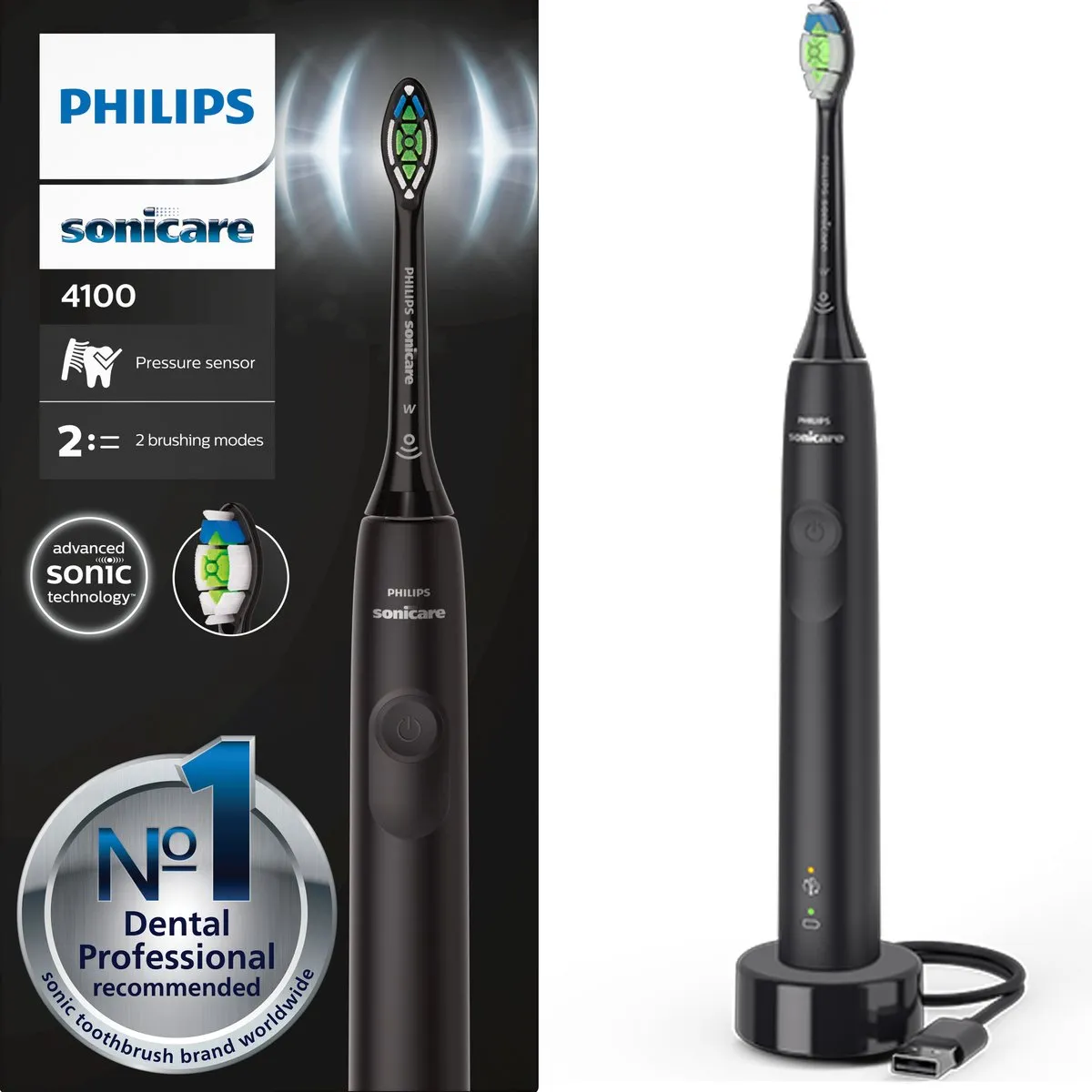 Philips Sonicare Series 4100 HX3681/54 Elektrische Tandenborstel - Zwart
