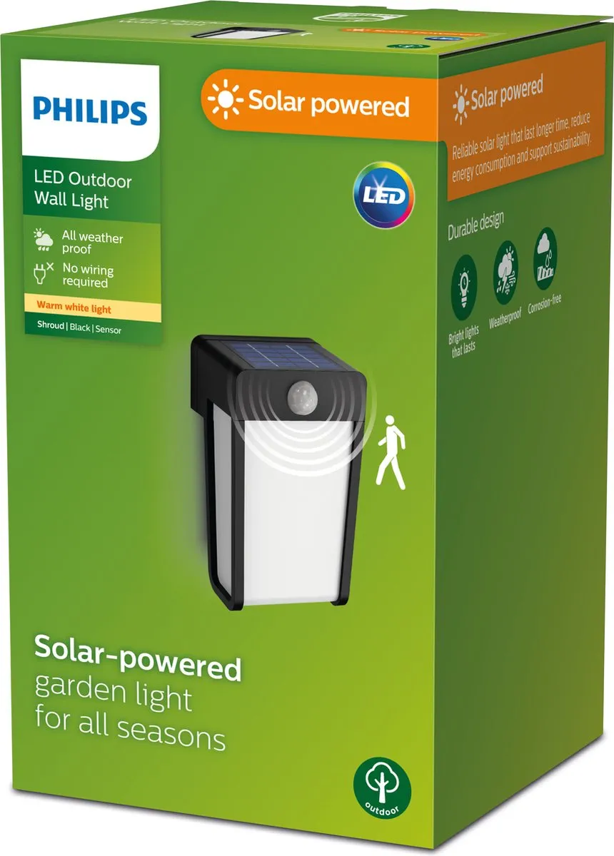 Philips LED Shroud Solar Wandlamp - 2.3W Warm Wit - afbeelding 6 van 6
