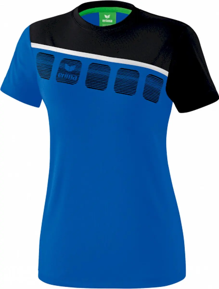 Erima 5-C Dames T-shirt Royal/Zwart/Wit - Maat 46