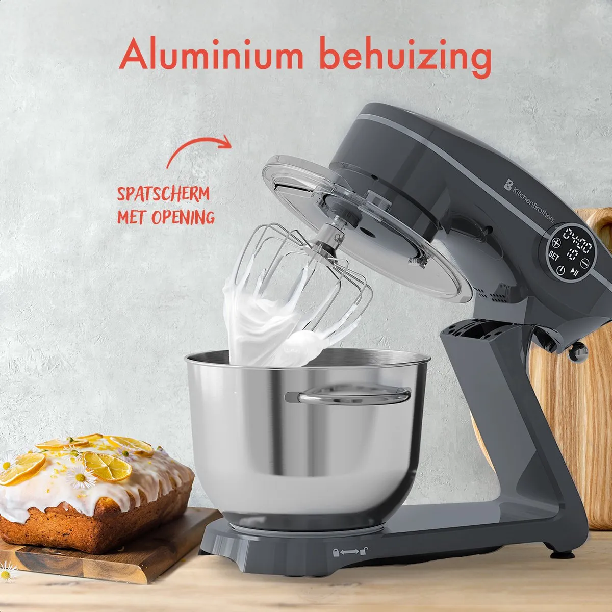 KitchenBrothers Keukenrobot 1800W - 6,2L - Antraciet