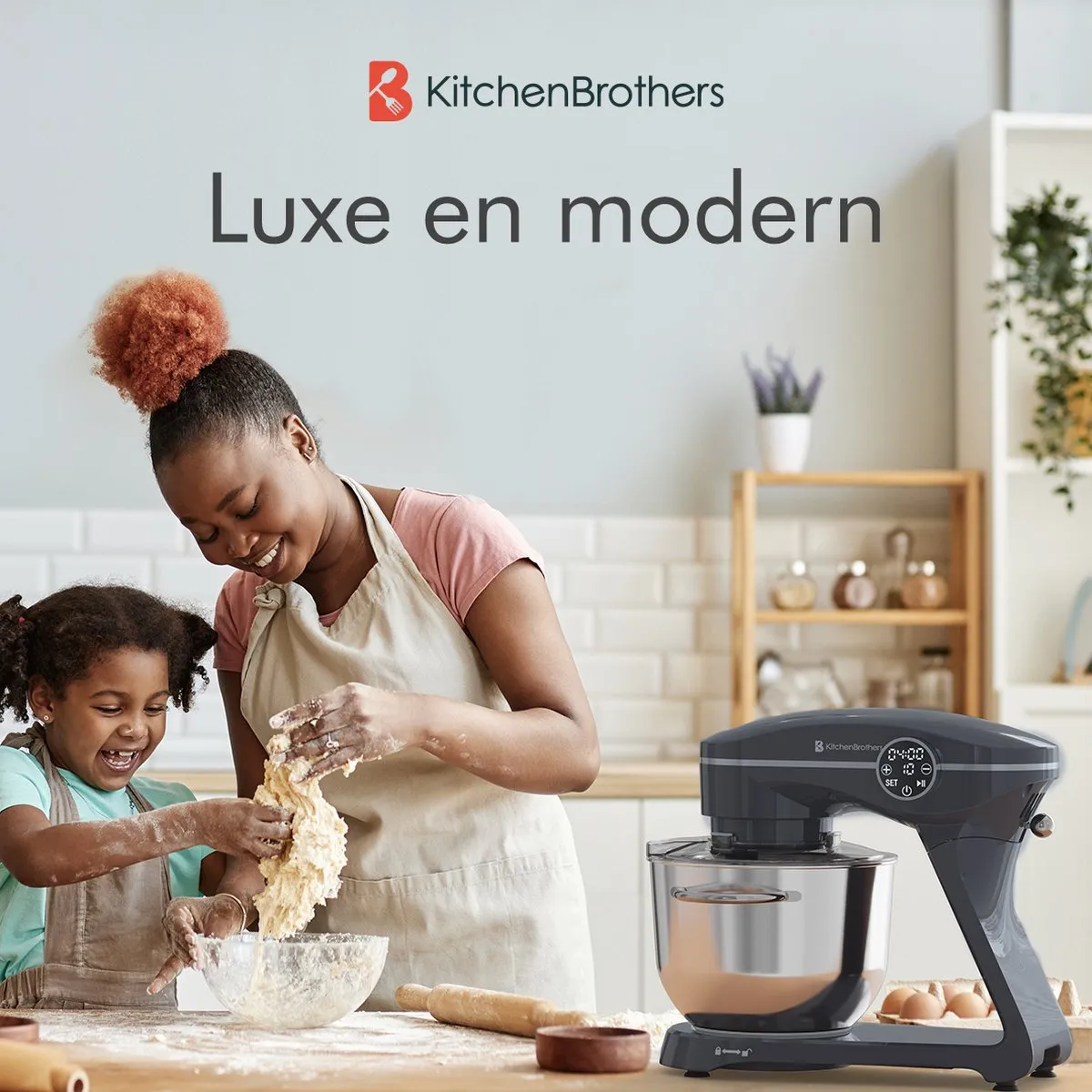 KitchenBrothers Keukenrobot 1800W - 6,2L - Antraciet
