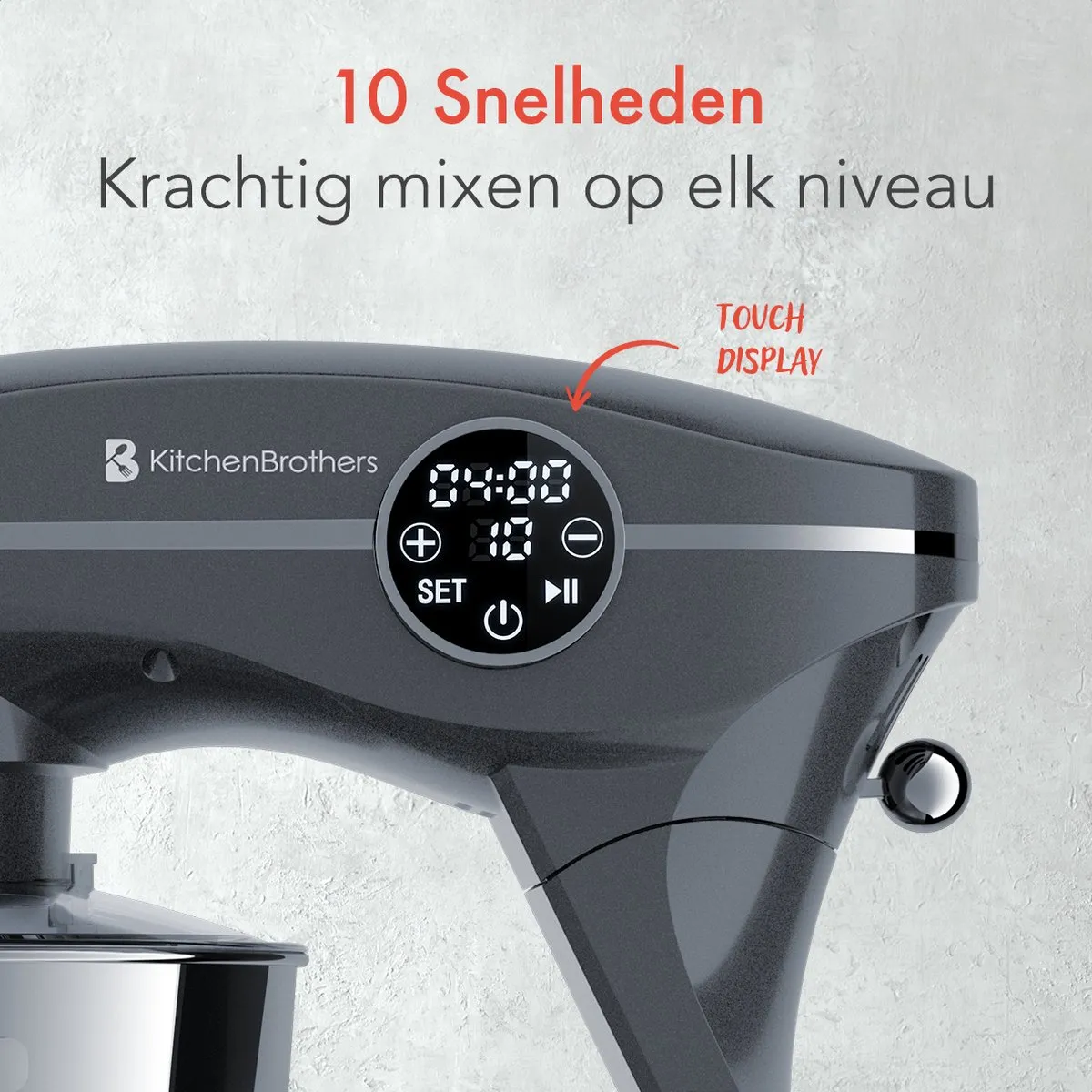 KitchenBrothers Keukenrobot 1800W - 6,2L - Antraciet