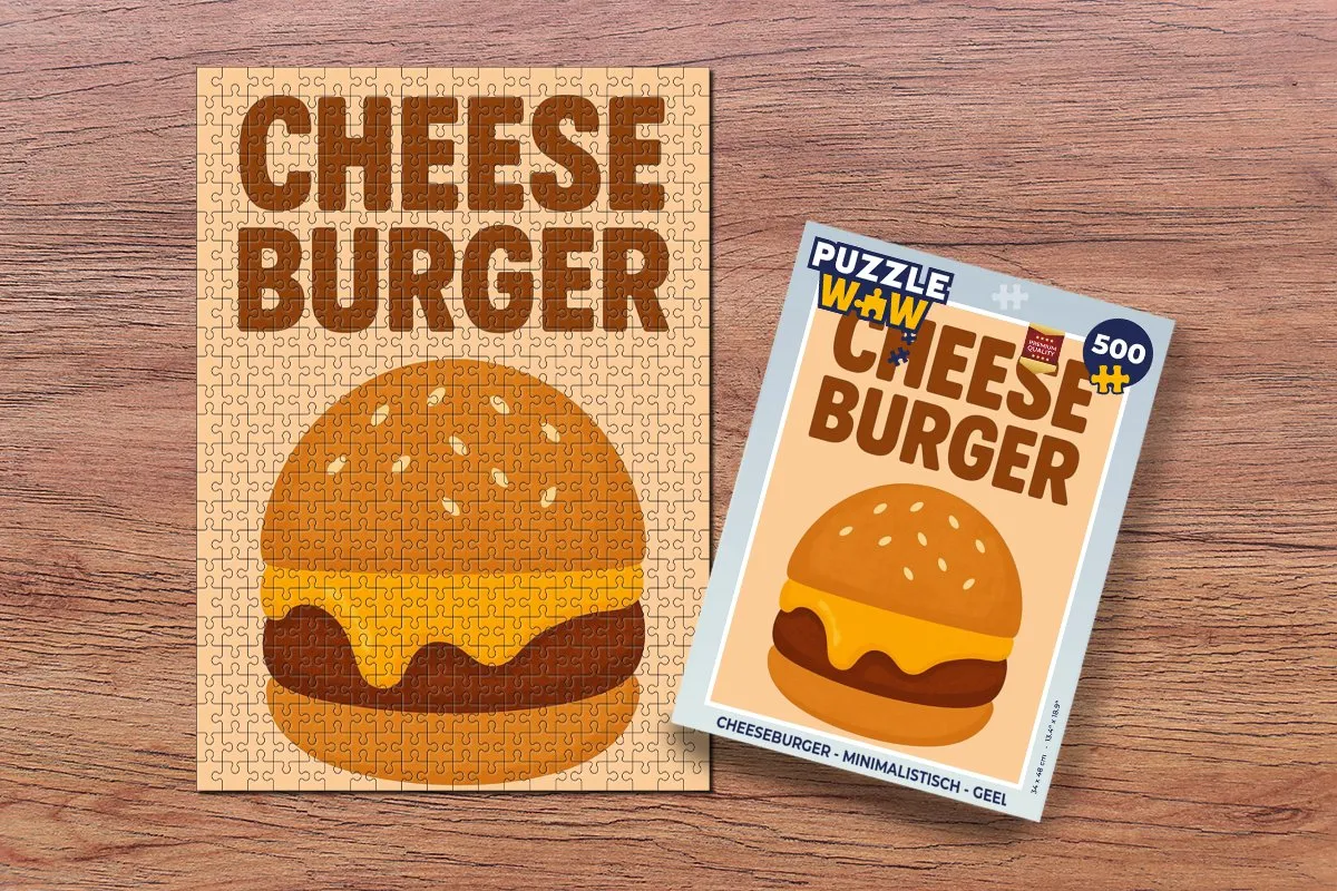 PuzzleWow Cheeseburger Legpuzzel 500 Stuks - Geel