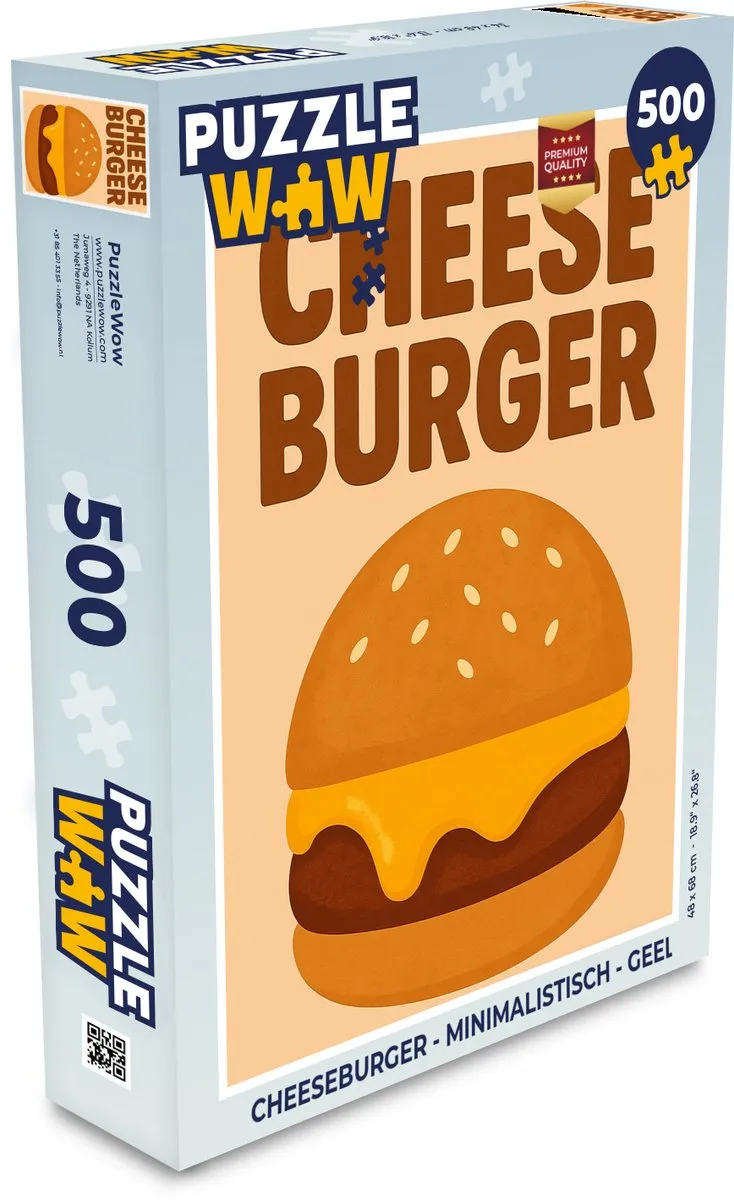 PuzzleWow Cheeseburger Legpuzzel 500 Stuks - Geel