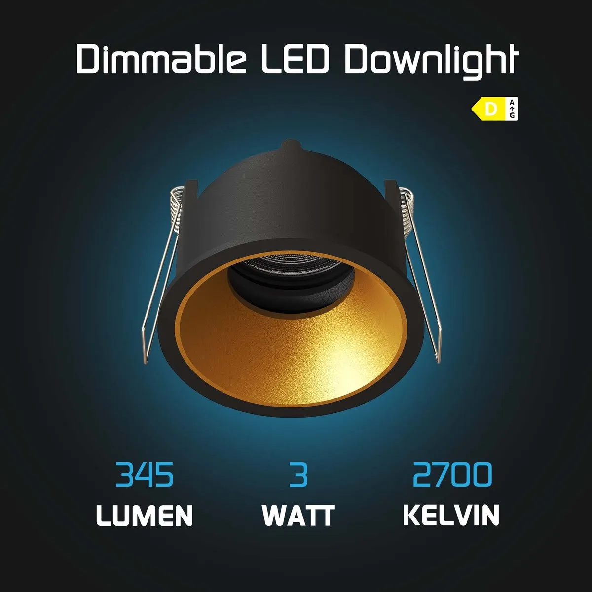 LEDVION LED Inbouwspot Ø81mm Zwart/Goud - Dimbaar GU10 2700K