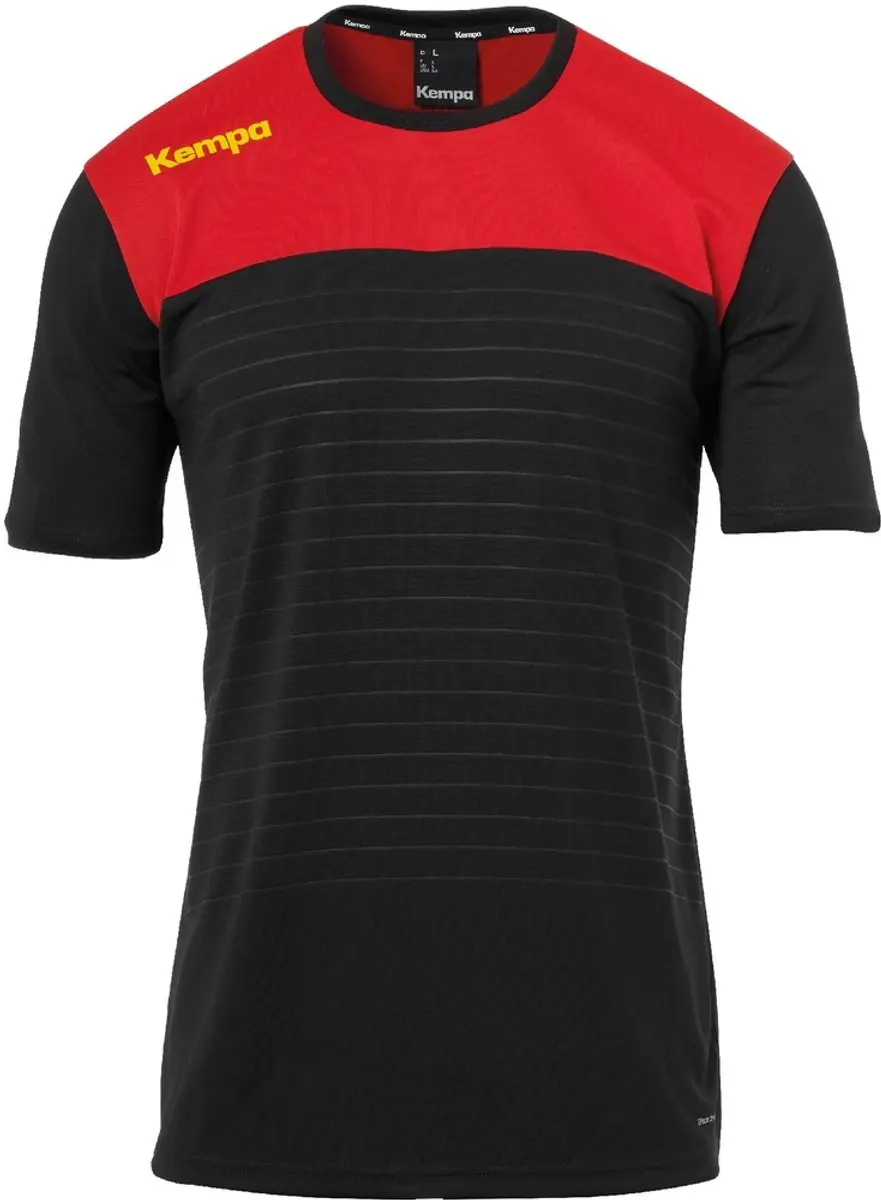Kempa Emotion 2.0 Shirt Korte Mouw Kind Zwart-Rood-Geel Maat 128
