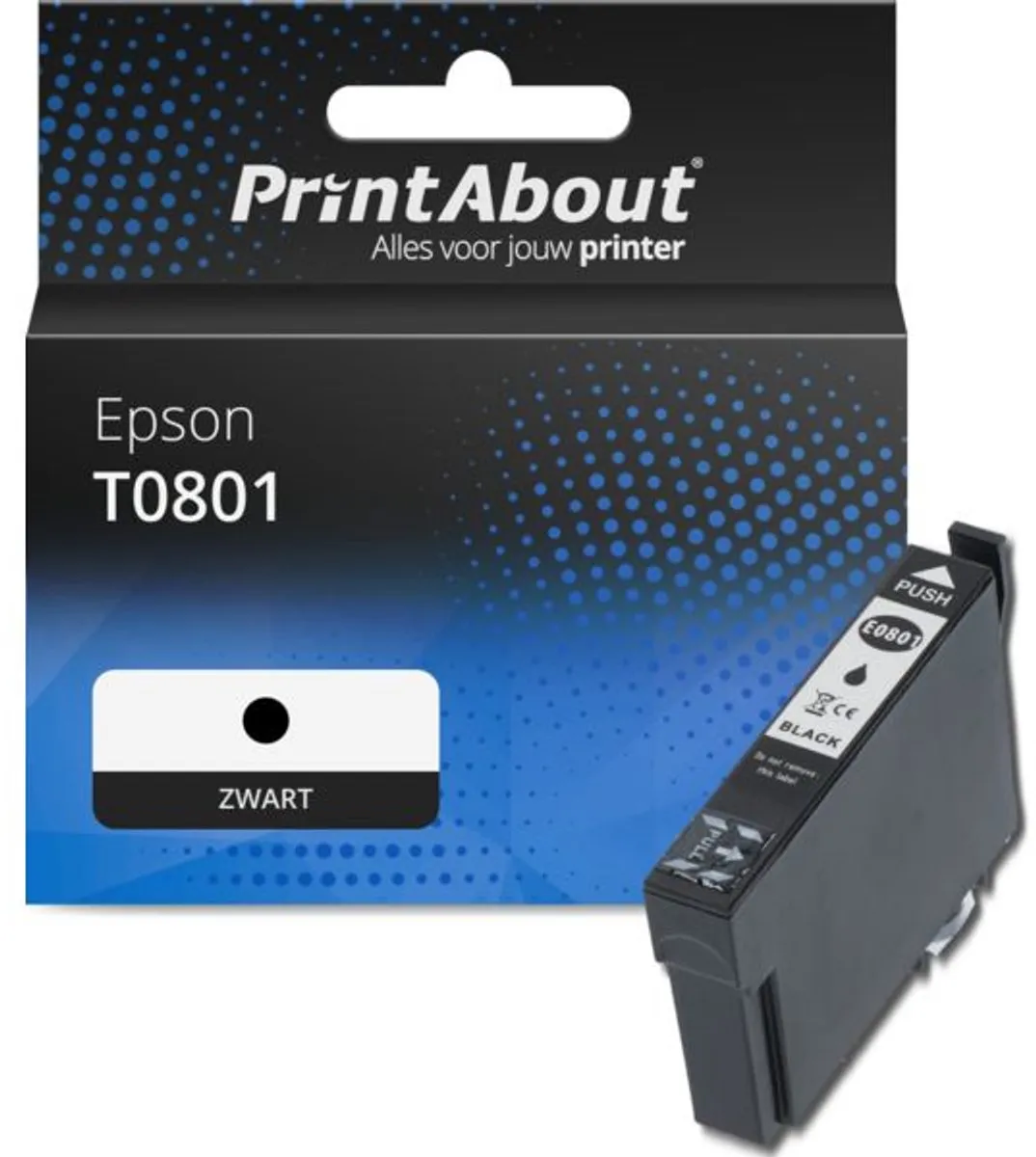 PrintAbout Inktcartridge T0801 Zwart - 13ml - Epson