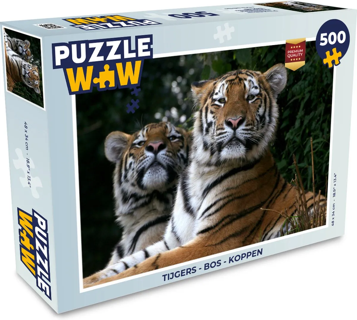 PuzzleWow Tijgers Bos Koppen Legpuzzel 500 Stuks - Multicolor