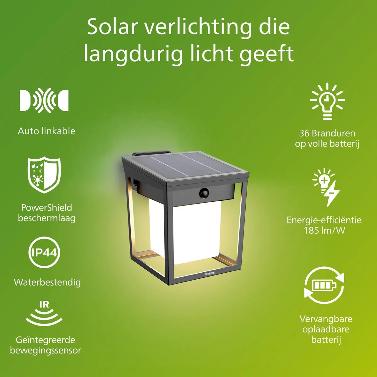 Philips Blaise Wandlamp Zonne-energie 1.5W - Antraciet