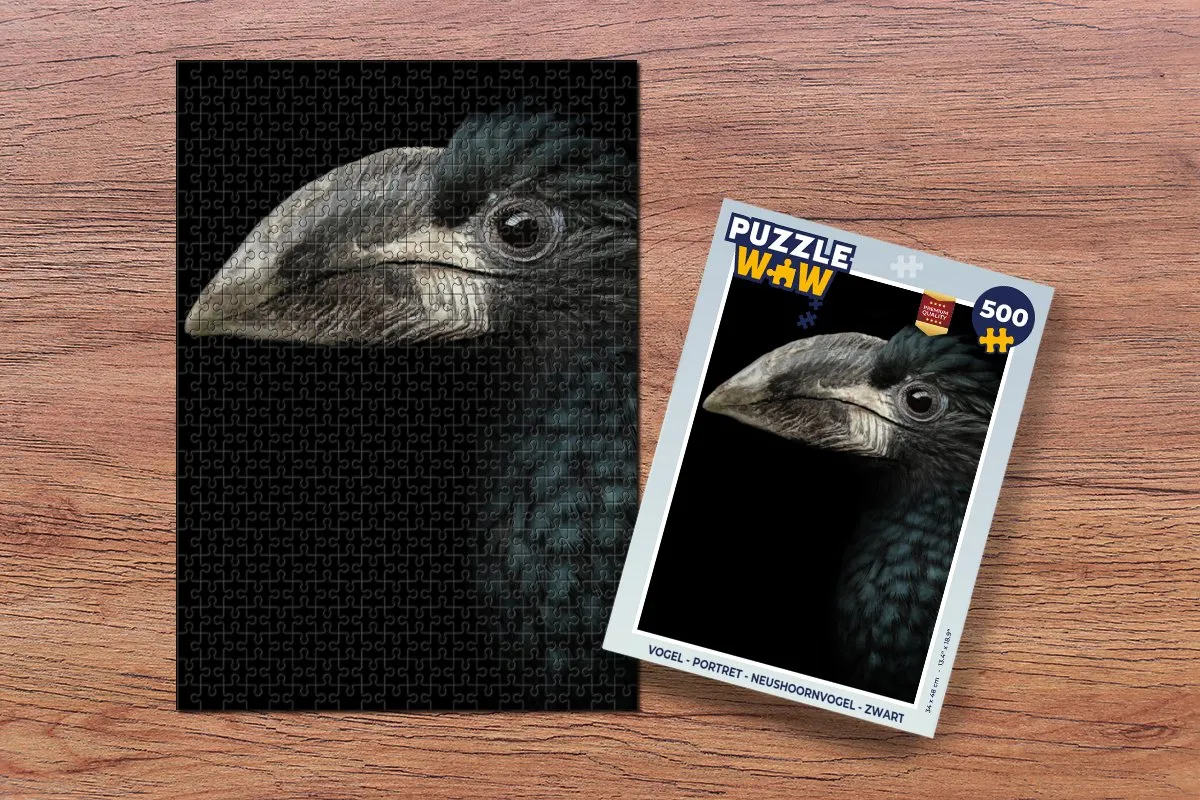 PuzzleWow Vogel Portret Neushoornvogel Legpuzzel 500 Stuks - Multicolor