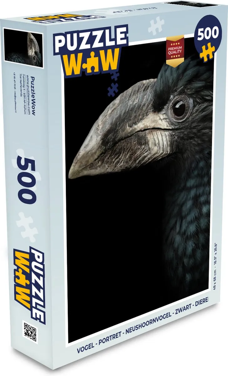 PuzzleWow Vogel Portret Neushoornvogel Legpuzzel 500 Stuks - Multicolor