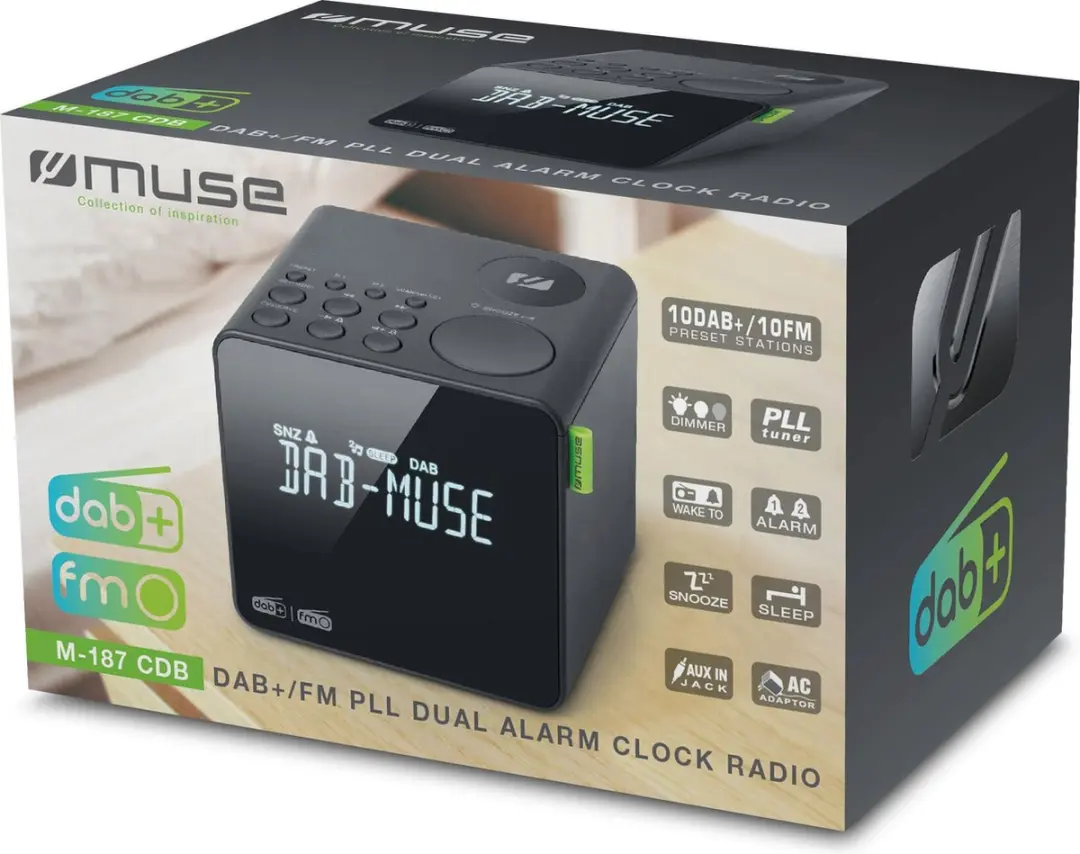 Muse M-187CDB DAB+ Digitale Wekkerradio - Zwart