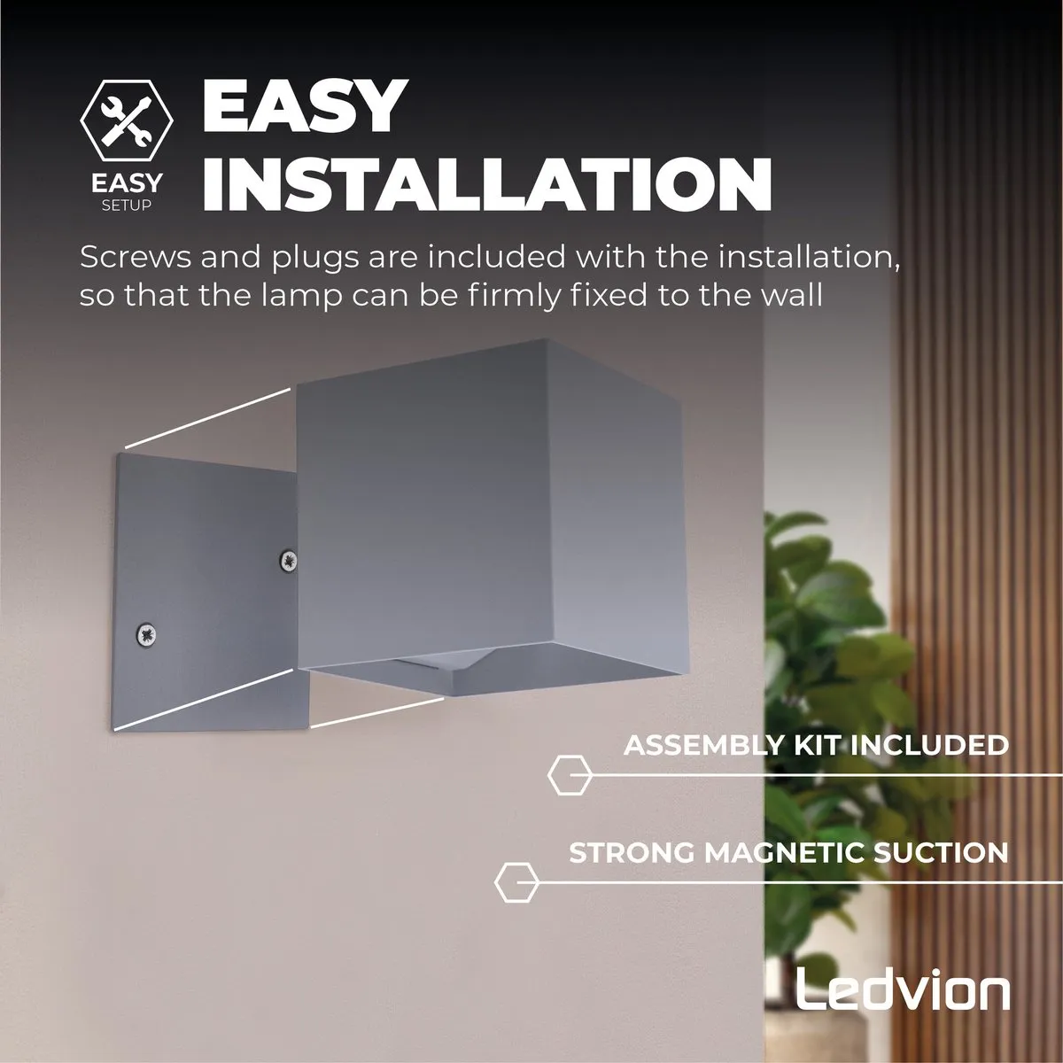 Ledvion USB Oplaadbare Wandlamp met Sensor 4400mAh - 4 Stuks Grijs