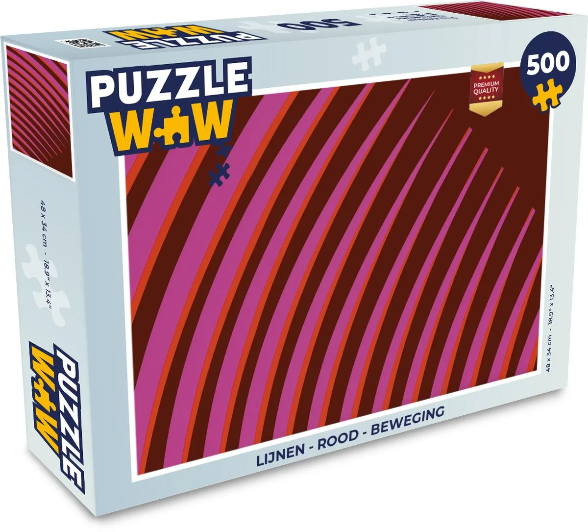 PuzzleWow Lijnen Rood Legpuzzel 500 Stuks