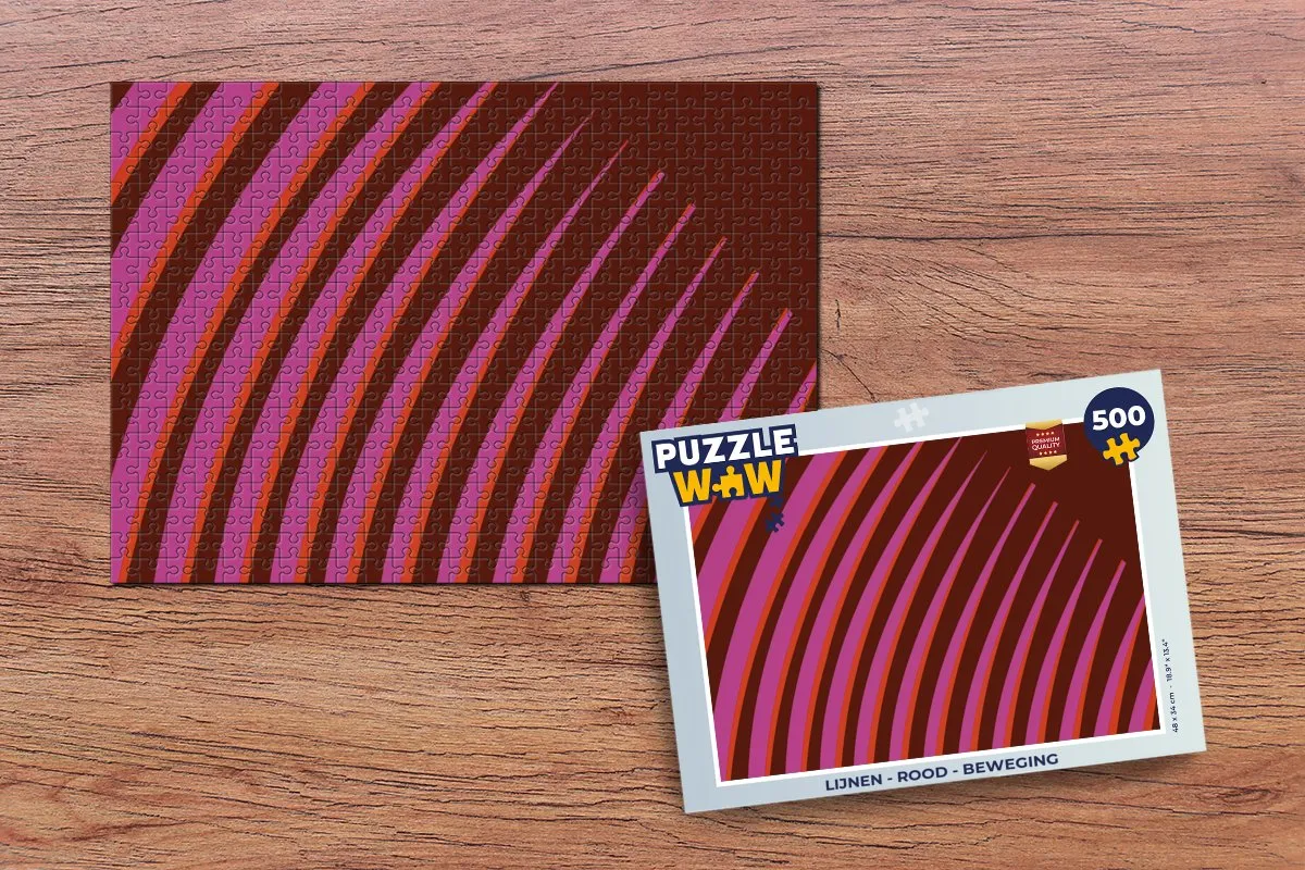 PuzzleWow Lijnen Rood Legpuzzel 500 Stuks
