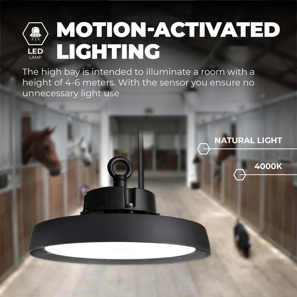 LEDVION LED High Bay Sensor 80W 15.360lm - Zwart