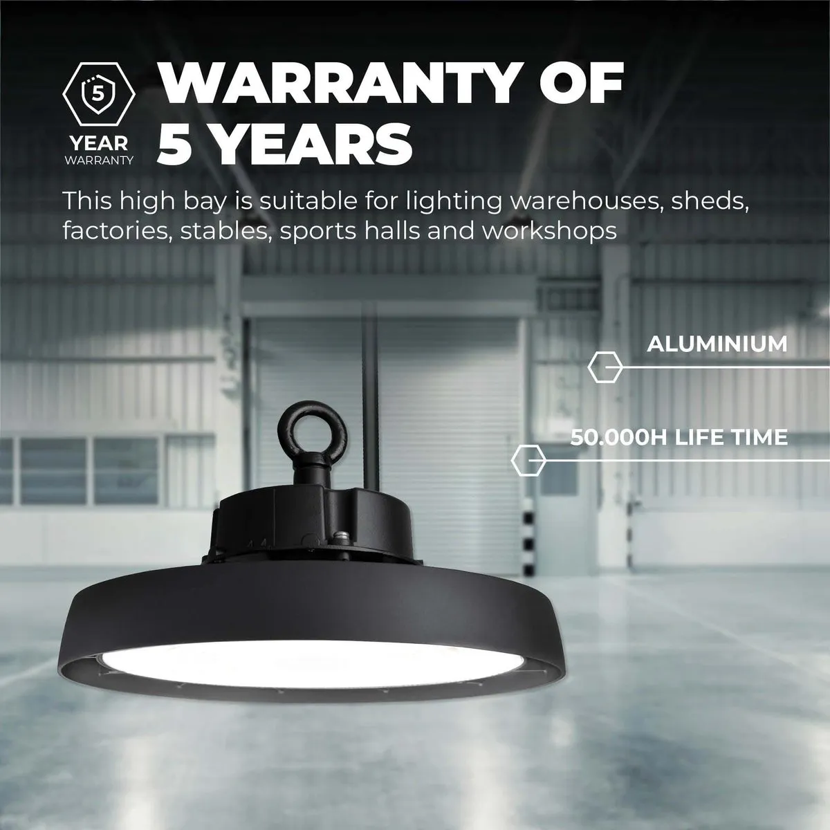 LEDVION LED High Bay Sensor 80W 15.360lm - Zwart