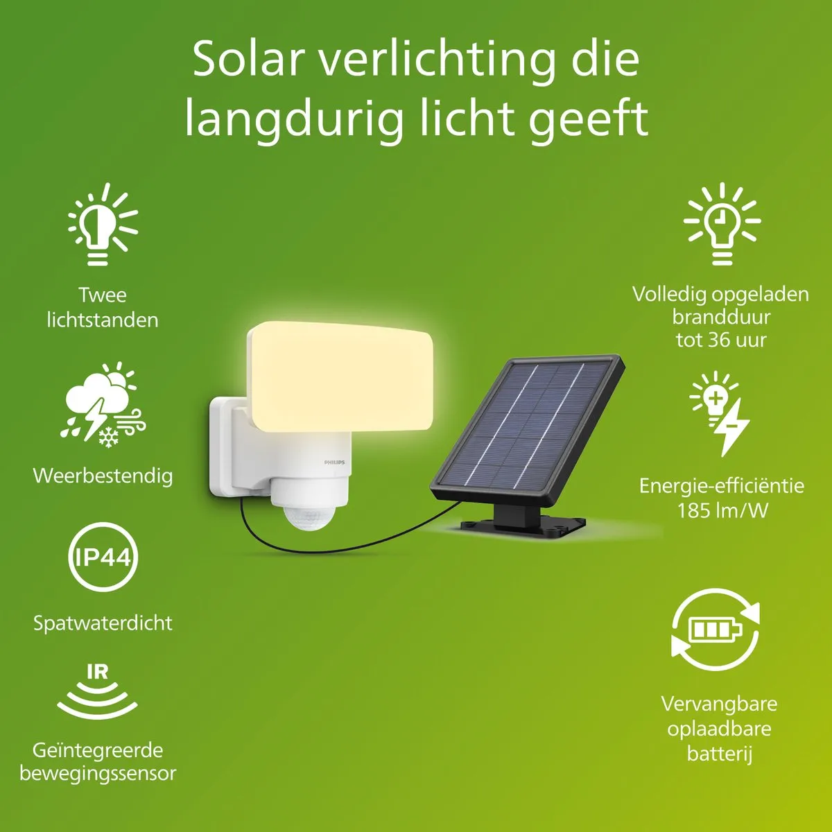 Philips Tylus Solar Beveiligingslamp 6W - Warm Wit