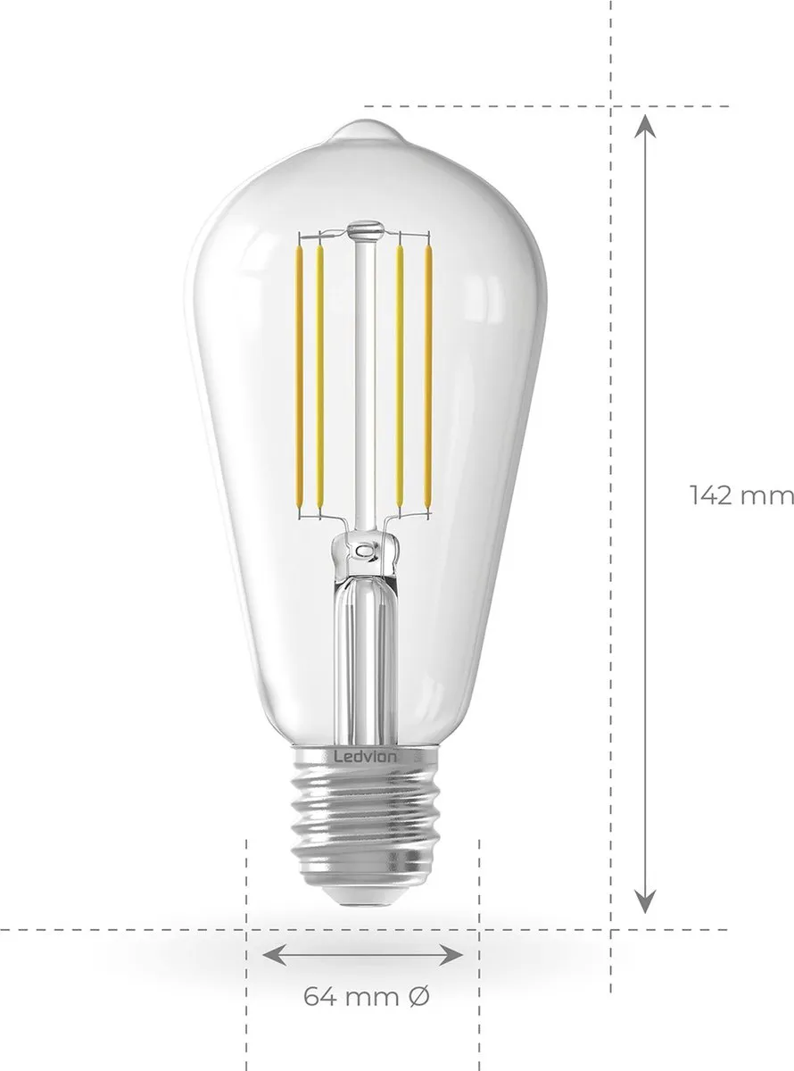 LEDVION E27 LED Lamp 4.5W - 2300K - Helder