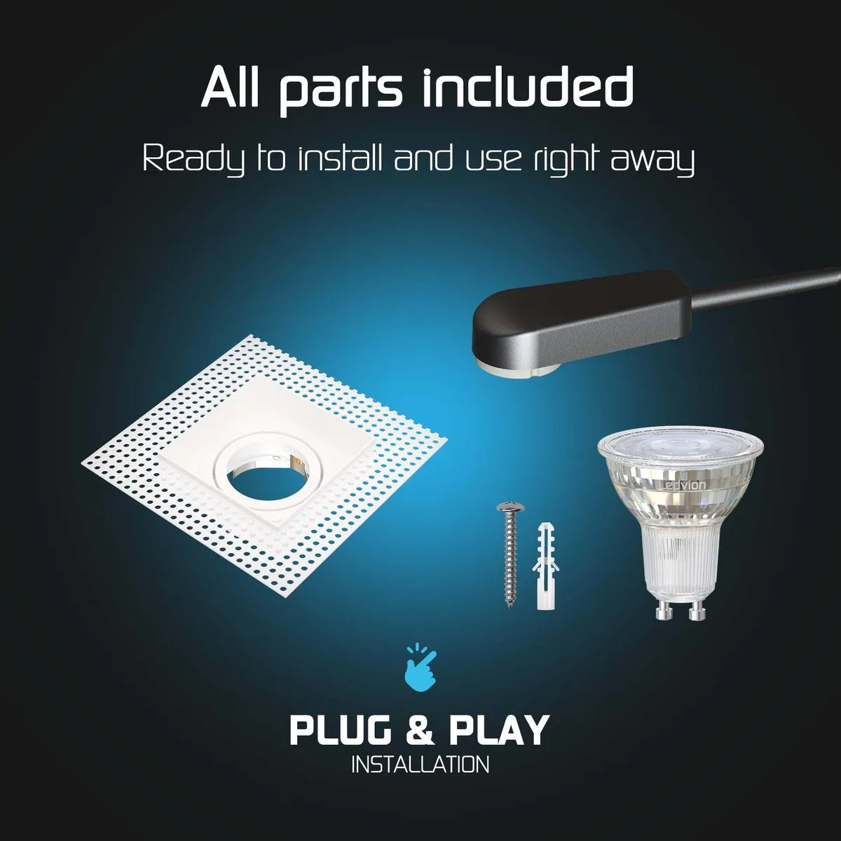 LEDVION Trimless LED Inbouwspot 130x130mm - 6 Stuks - Wit - 2700K - 3W