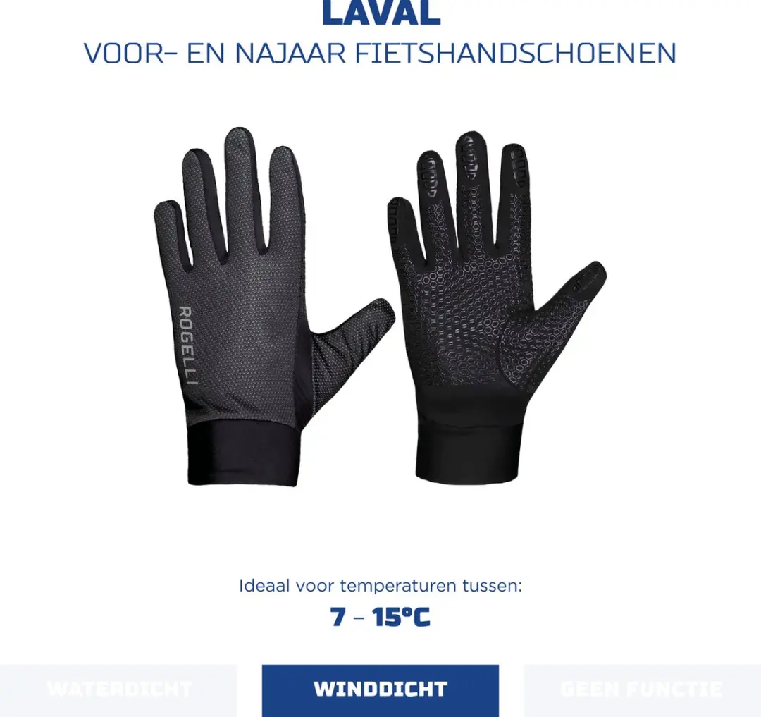 Rogelli Laval Wielrenhandschoenen Heren - Zwart - Maat S - afbeelding 2 van 6