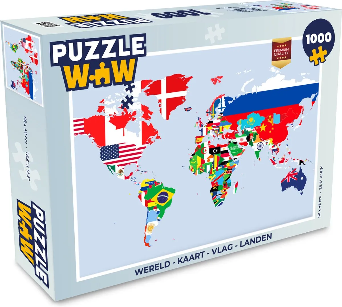 PuzzleWow Wereldkaart Legpuzzel 1000 Stuks - Multicolor