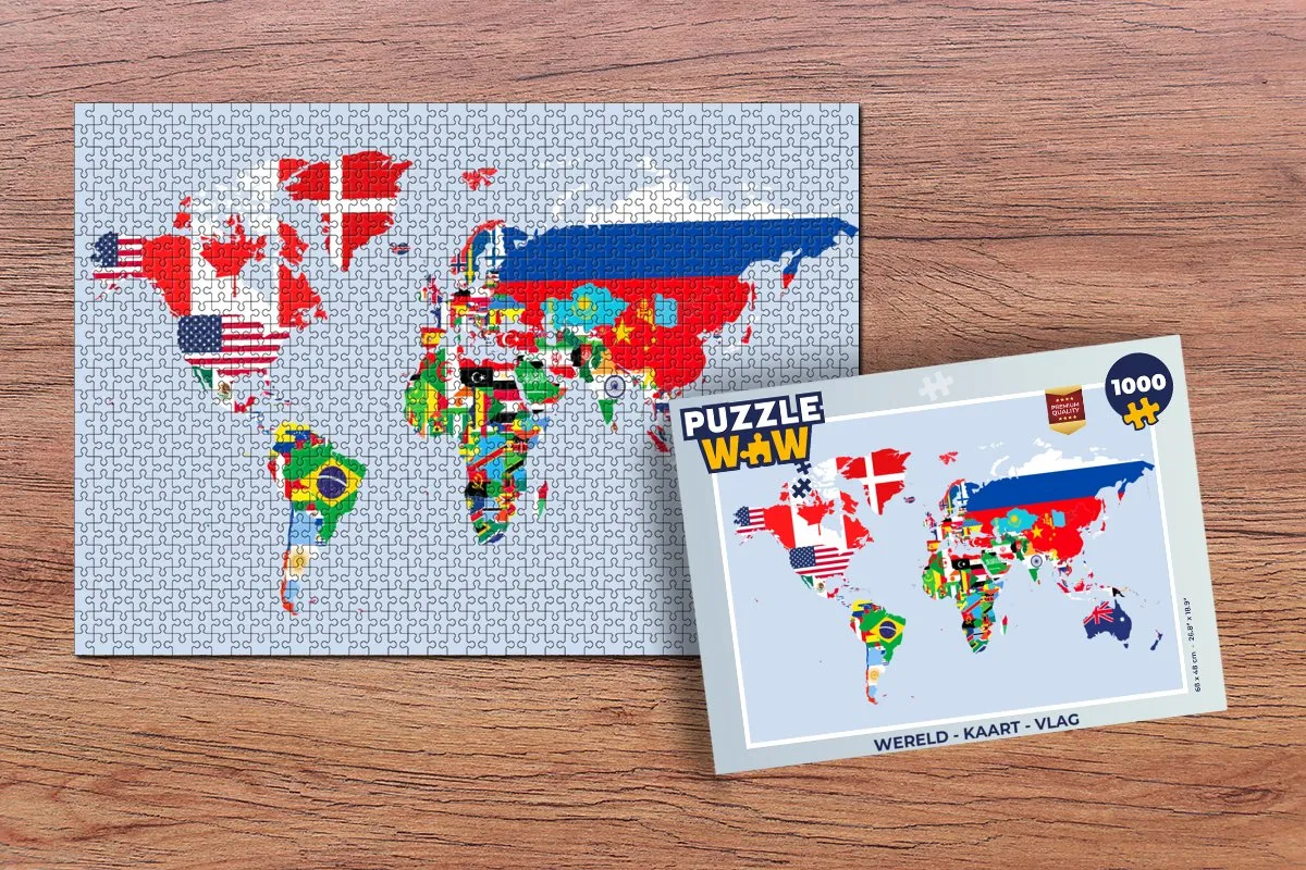PuzzleWow Wereldkaart Legpuzzel 1000 Stuks - Multicolor