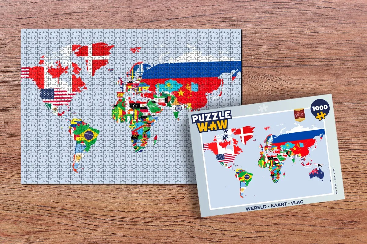 PuzzleWow Wereldkaart Legpuzzel 1000 Stuks - Multicolor