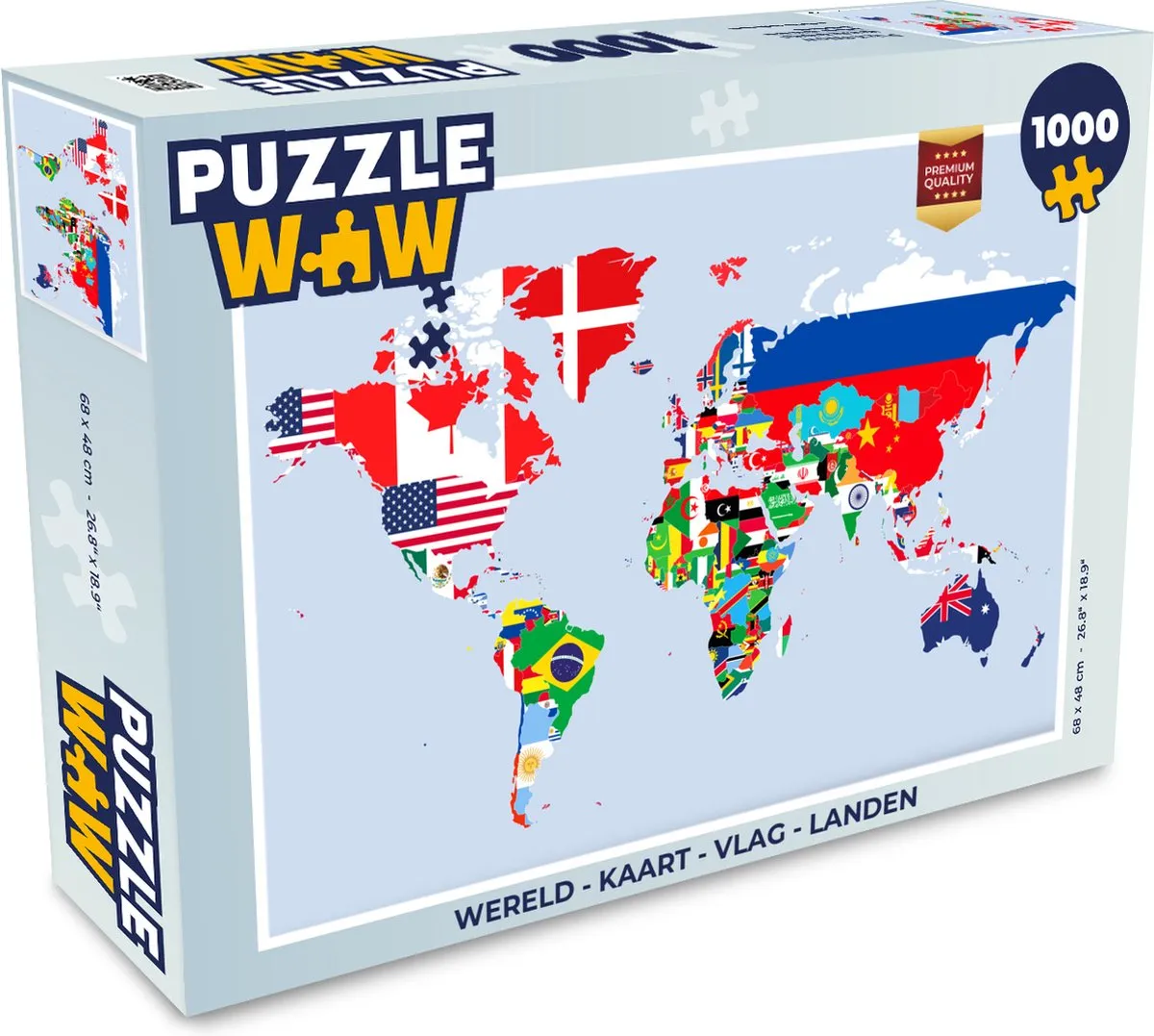 PuzzleWow Wereldkaart Legpuzzel 1000 Stuks - Multicolor
