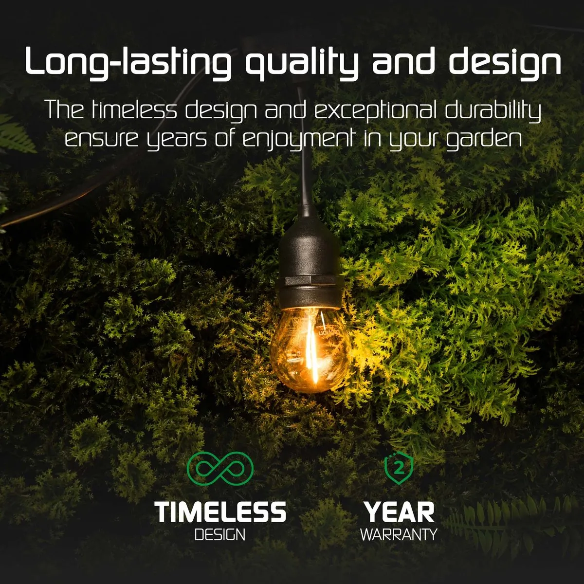 LEDVION Prikkabel 40M - 40x E27 LED Goud 40W 2100K IP65