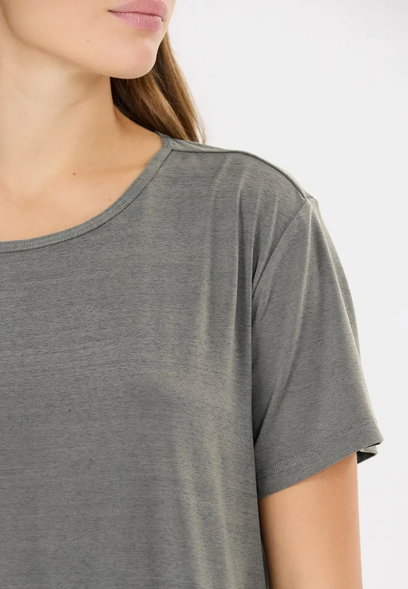 Athlecia Lizzy W Slub S/S Training T-shirt Dames - Grijs