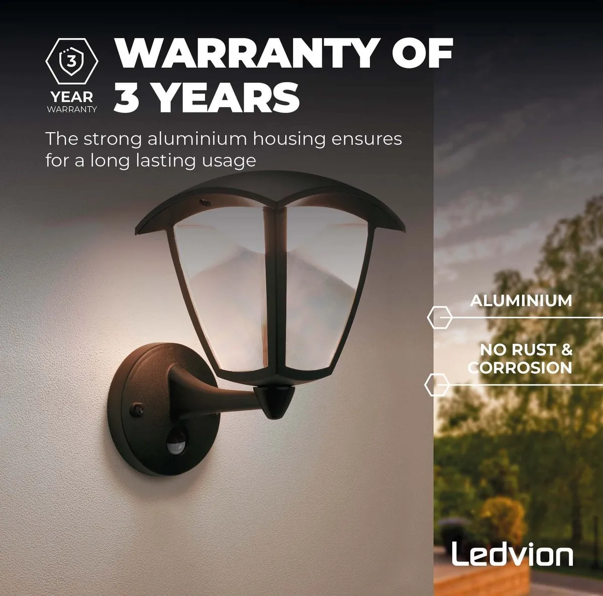 Ledvion LED Wandlamp met Sensor 7W - Zwart