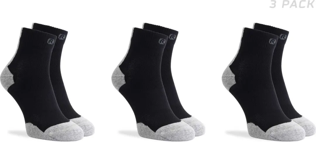 Rogelli Core Dames en Heren 3 pack Hardloopsokken - Zwart/Grijs