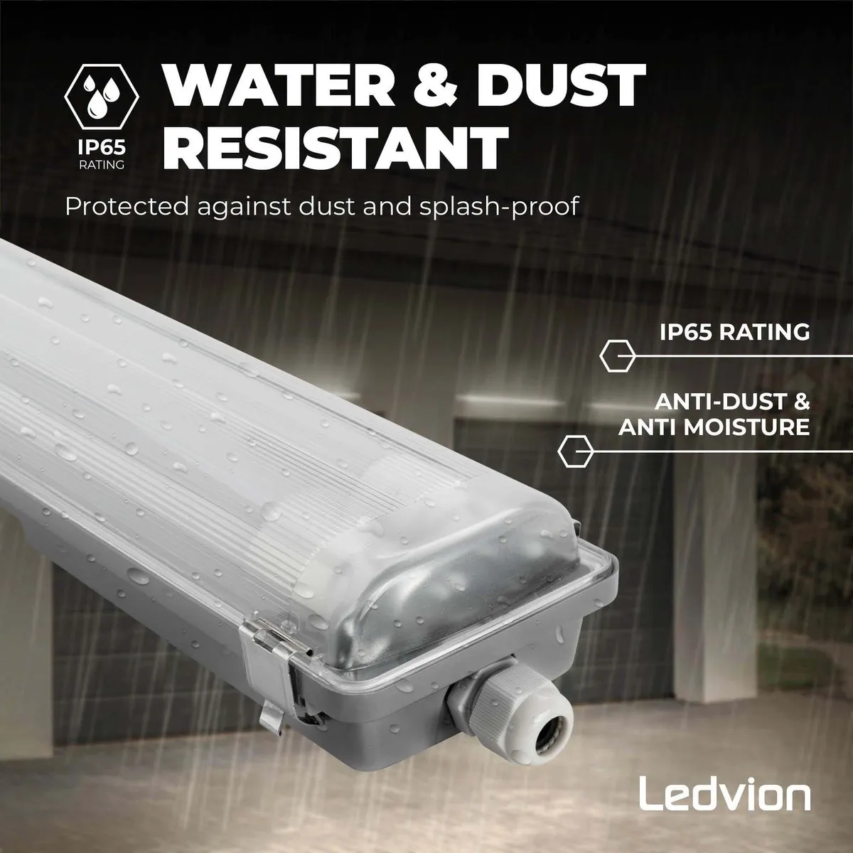 Ledvion 2x LED Armatuur 150cm 15W 4000K - Grijs