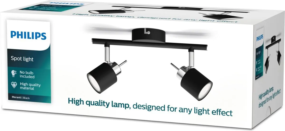 Philips Meranti Opbouwspot 2-lichts - Zwart