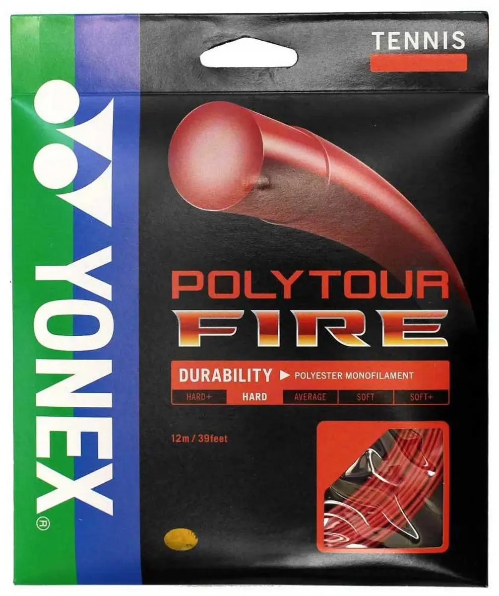 Yonex Poly Tour Fire 12 M Enkele Tennissnaar Rood 1.25 mm