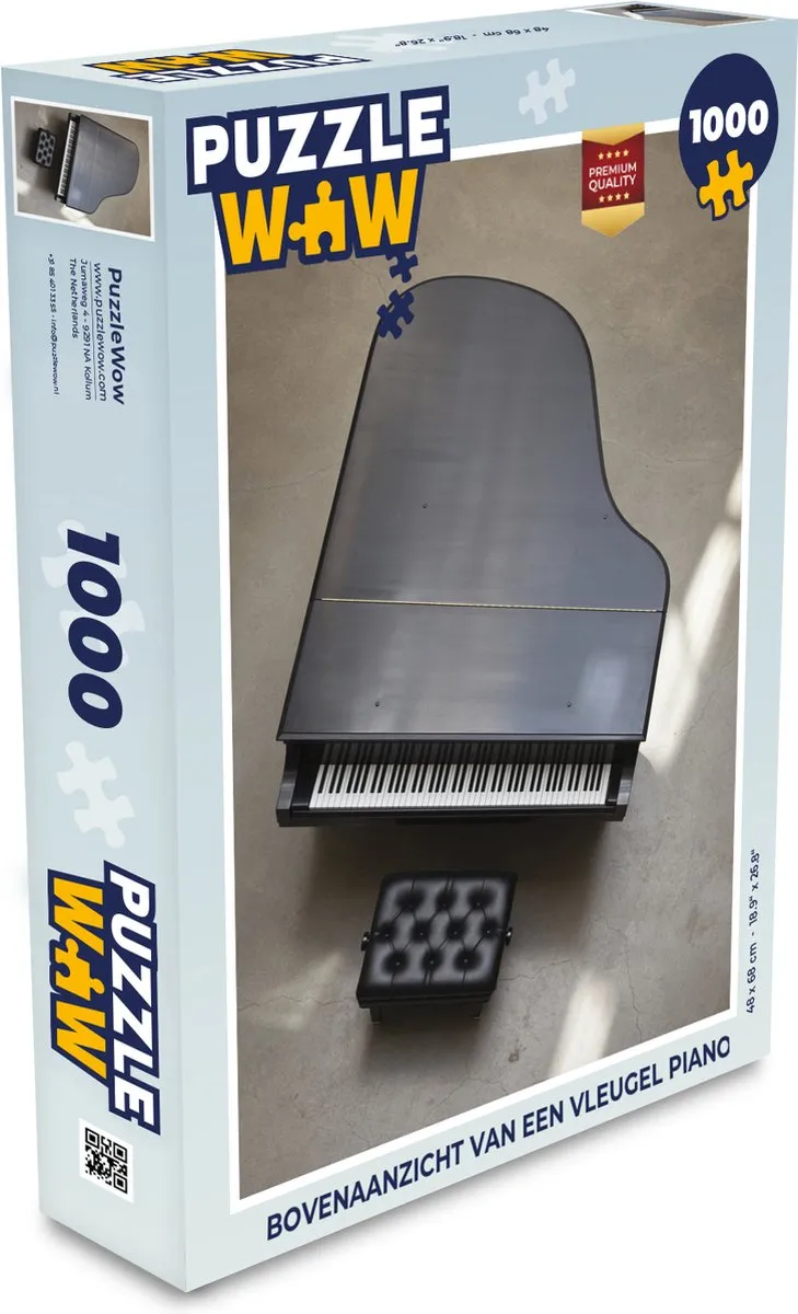 PuzzleWow Legpuzzel Bovenaanzicht Vleugelpiano 1000 Stuks - Multicolor