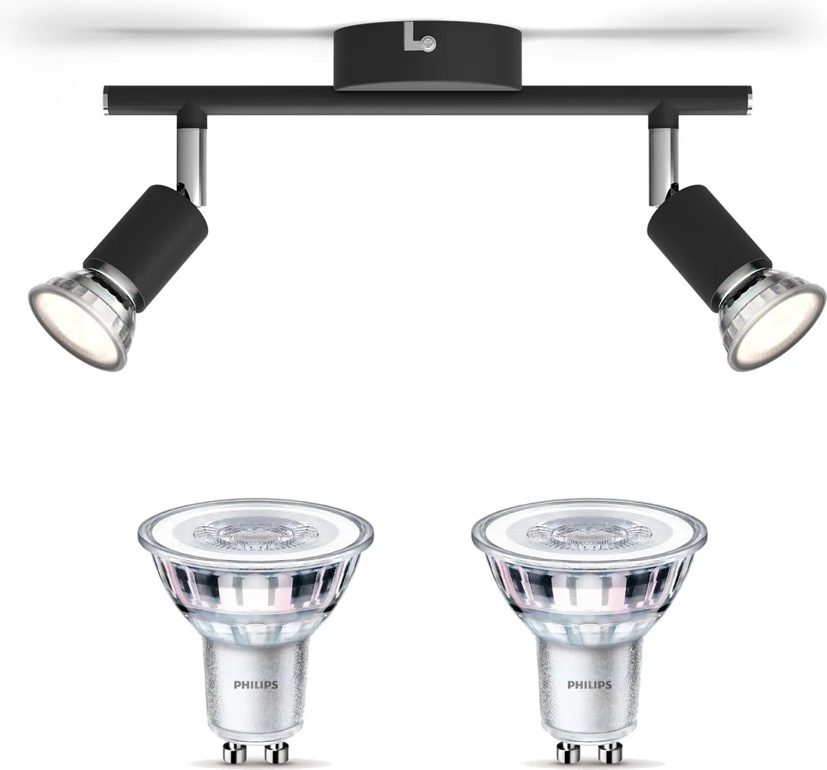 Philips Limbali Opbouwspot Zwart - 2x GU10 4,8W Warmwit