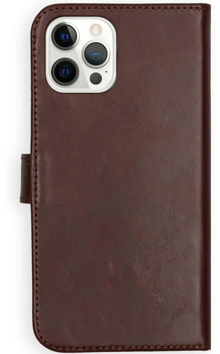Selencia Hoesje iPhone 12 Pro Max Echt Lederen Bookcase - Bruin