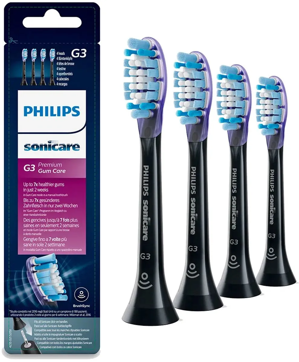 Philips Sonicare G3 HX9054/33 Opzetborstels - 4 Stuks - Zwart