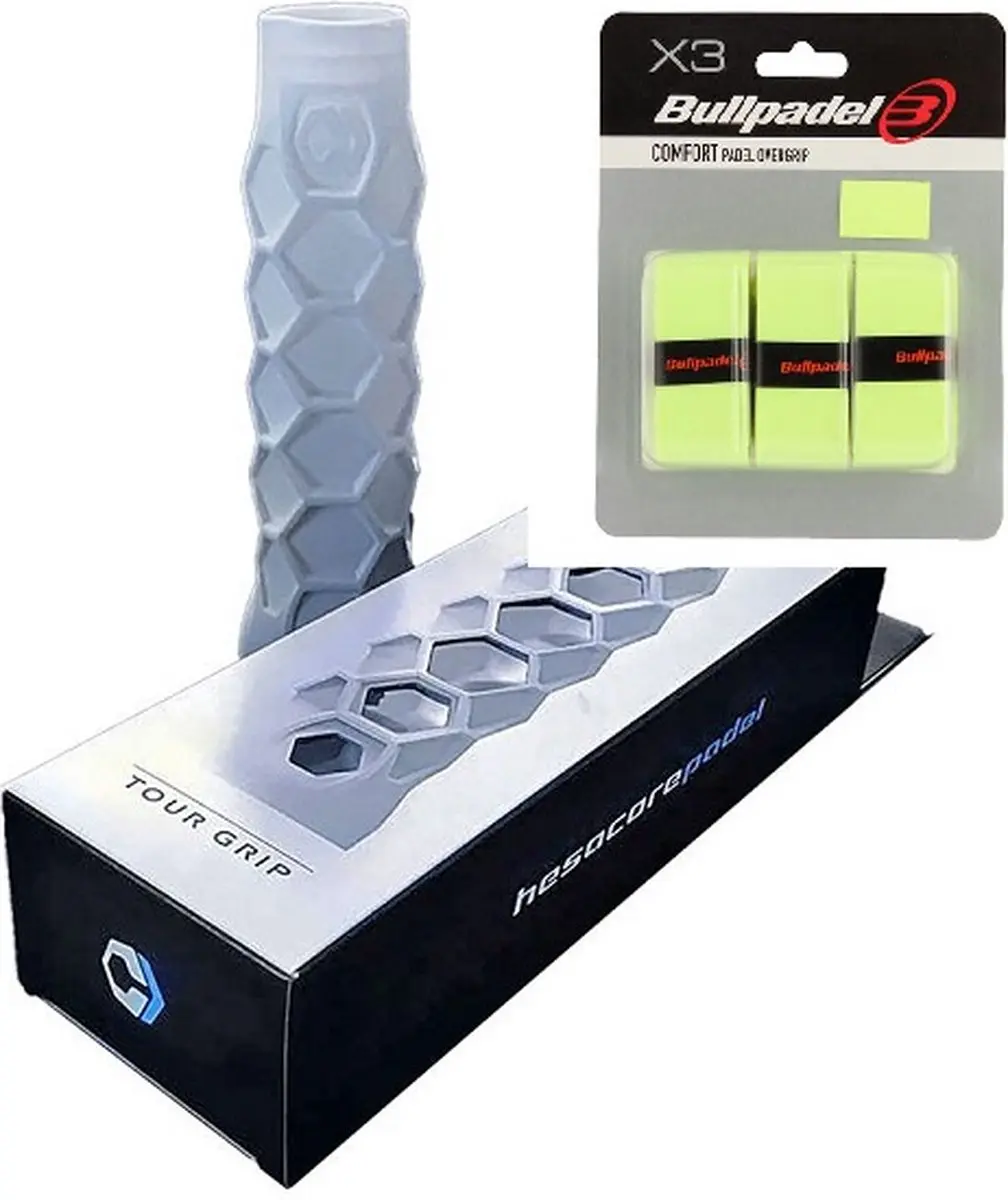 Bullpadel padel Hesacore grip + 3x Bullpadel Grip geel