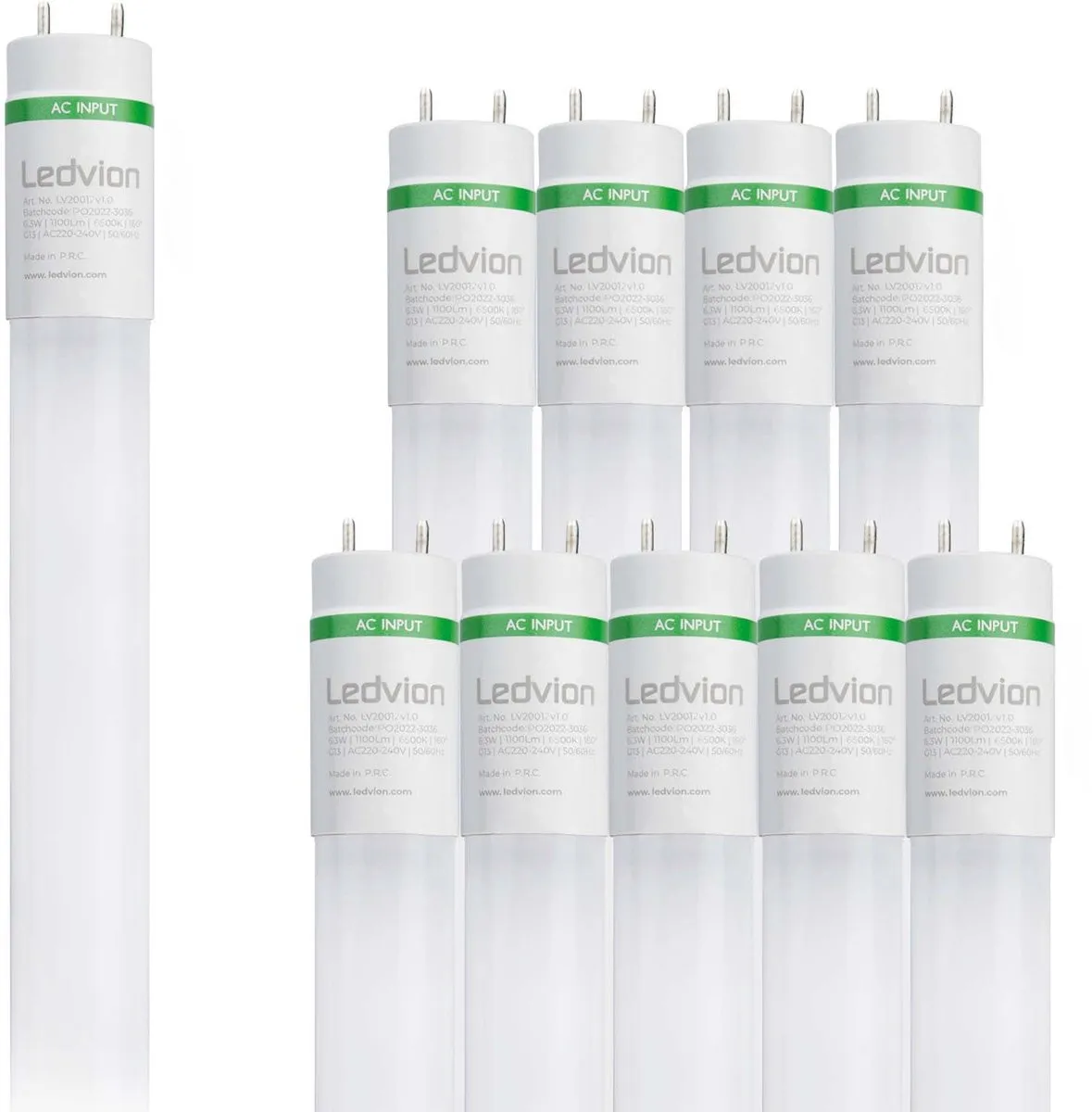 LEDVION 10X LED TL Buis 60cm 6.3W 6500K