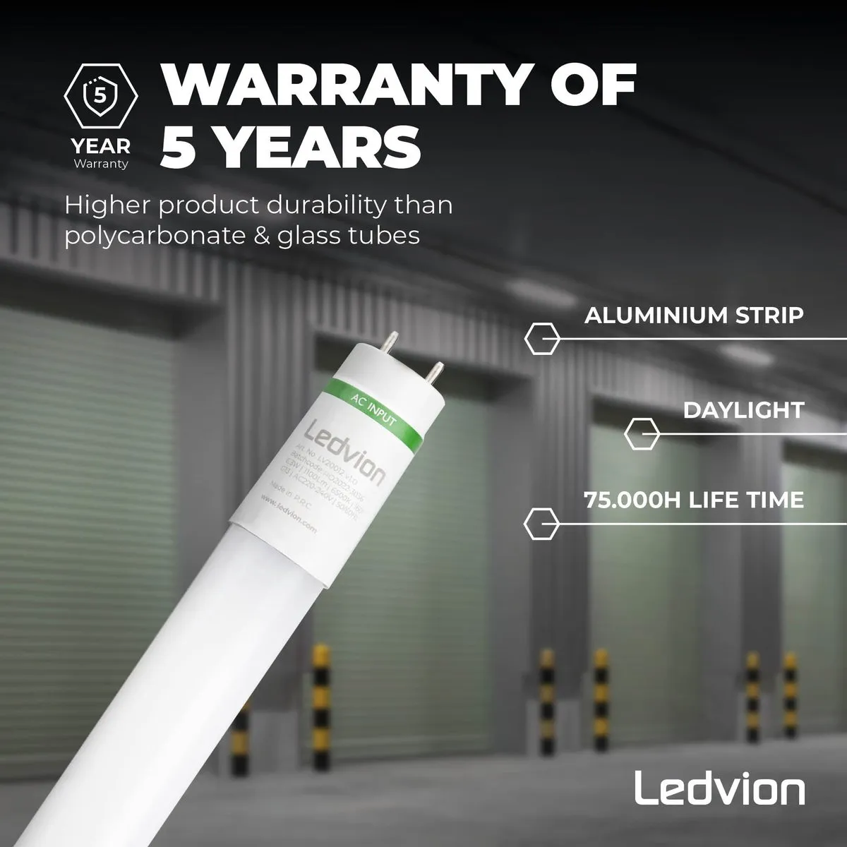 LEDVION 10X LED TL Buis 60cm 6.3W 6500K - 175lm/W
