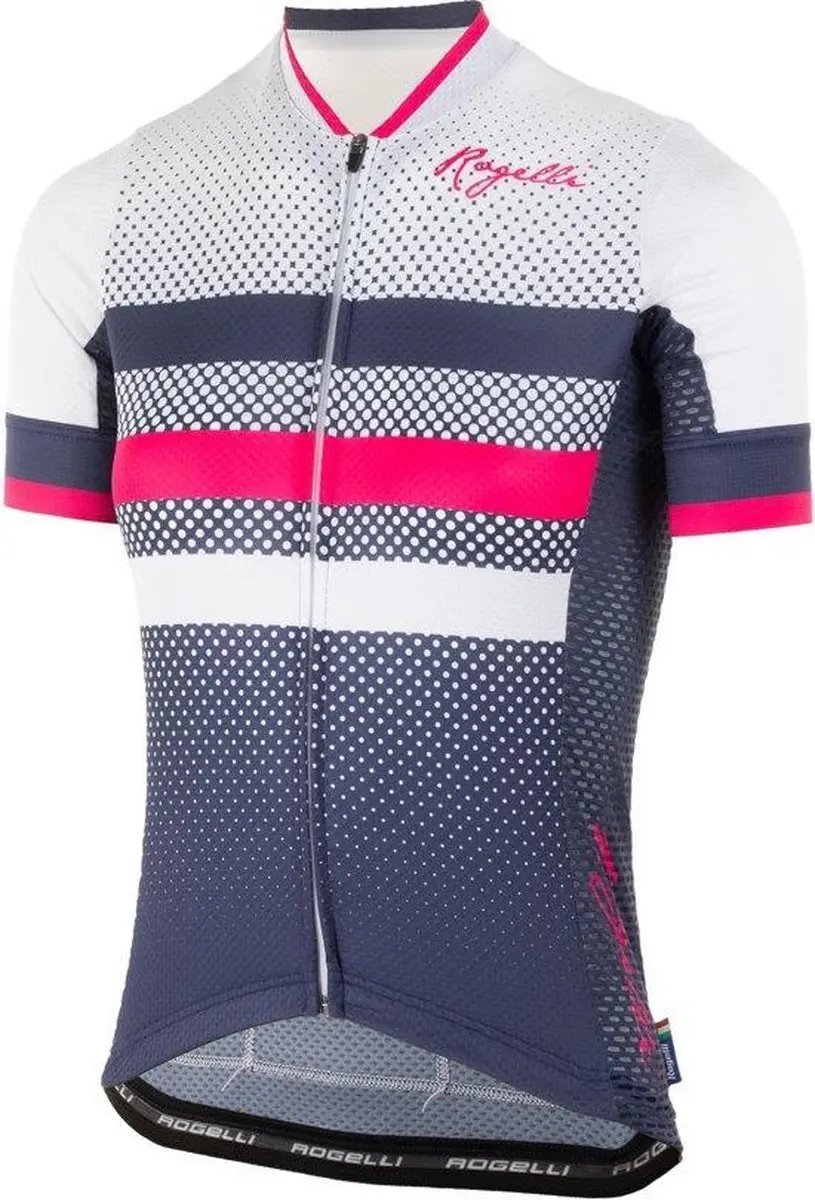 Ds Wielershirt KM Dot- Blauw/Roze XS