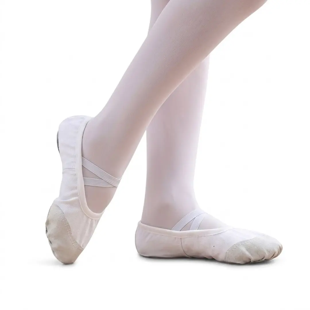 Witte balletschoenen dames en meisjes oefenschoenen instapmodel met gekruiste el