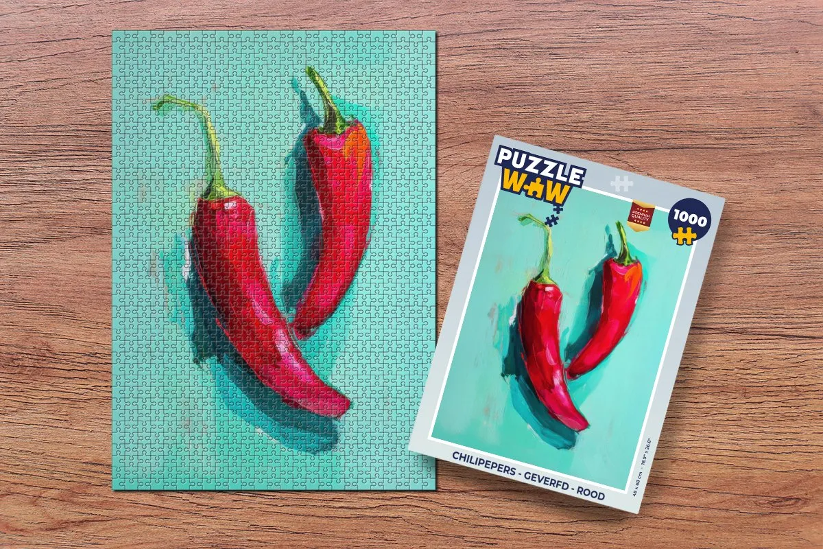 PuzzleWow Chilipepers Legpuzzel 1000 Stuks - Rood